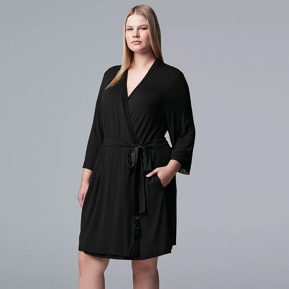 Plus Size Simply Vera Vera Wang Basic Luxury Wrap Robe 2 Plus Size Simply Vera Vera Wang Basic Luxury Wrap Robe - Image 2