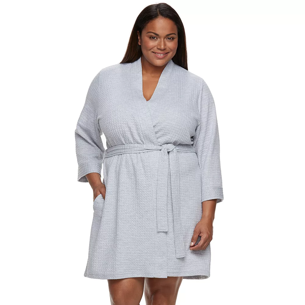 Plus Size Croft & Barrow® Waffle-Knit Kimono Robe 7 Plus Size Croft & Barrow® Waffle-Knit Kimono Robe - Image 7