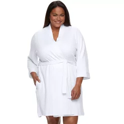 Plus Size Croft & Barrow® Waffle-Knit Kimono Robe 10 Plus Size Croft & Barrow® Waffle-Knit Kimono Robe -Kohl's store 2668341 White