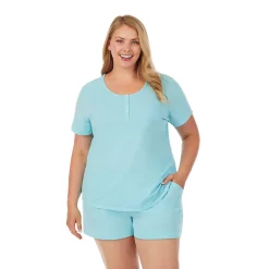 Plus Size Cuddl Duds Essentials Pajama Tee & Pajama Boxers Sleep Set -Kohl's store 3034455 Aqua Heather