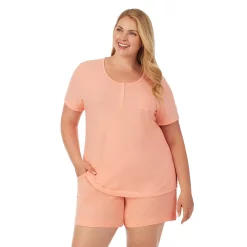 Plus Size Cuddl Duds Essentials Pajama Tee & Pajama Boxers Sleep Set -Kohl's store 3034455 Coral Heather