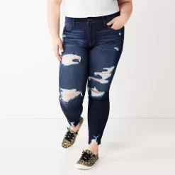 Juniors' Plus Size SO® Low-Rise Jeggings 18 Juniors' Plus Size SO® Low-Rise Jeggings -Kohl's store 3254850 Dark Destructed