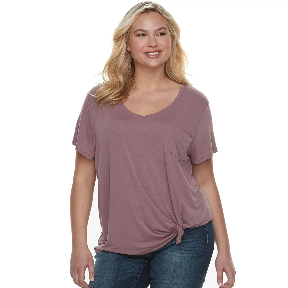 Juniors' Plus Size SO® Oversized Pocket Tee 2 Juniors' Plus Size SO® Oversized Pocket Tee - Image 2