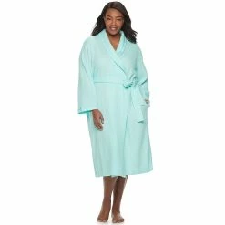 Plus Size Croft & Barrow® Shawl-Collar Waffle Robe -Kohl's store 3445495 Aqua