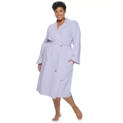 Plus Size Croft & Barrow® Shawl-Collar Waffle Robe -Kohl's store 3445495 Purple
