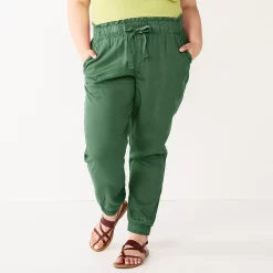Juniors' Plus Size SO® High Rise Paperbag Jogger Pants -Kohl's store 3784612 Explorer Green