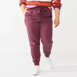 Juniors' Plus Size SO® High Rise Paperbag Jogger Pants -Kohl's store 3784612 Plum Prune