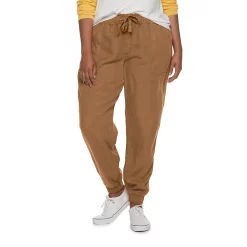 Juniors' Plus Size SO® High Rise Paperbag Jogger Pants -Kohl's store 3784612 Tan