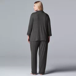 Plus Size Women's Simply Vera Vera Wang Basic Luxury Notch Pajama Set -Kohl's store 3952152 ALT