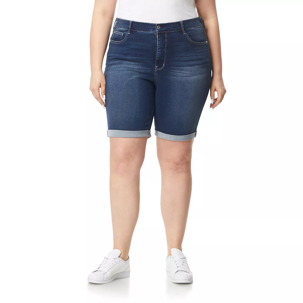 Juniors' Plus Size WallFlower High-Rise Insta-Soft Irresistible Bermuda Shorts 2 Juniors' Plus Size WallFlower High-Rise Insta-Soft Irresistible Bermuda Shorts - Image 2