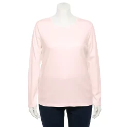 Plus Size Croft & Barrow® Essential Crewneck Long Sleeve Tee -Kohl's store 4470907 Barely Pink