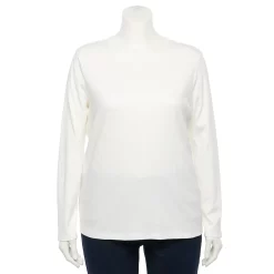 Plus Size Croft & Barrow® Essential Crewneck Long Sleeve Tee -Kohl's store 4470907 Bright White