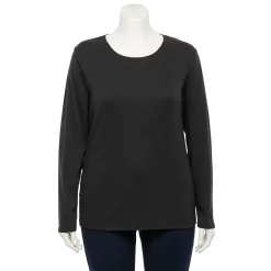 Plus Size Croft & Barrow® Essential Crewneck Long Sleeve Tee -Kohl's store 4470907 Mineral Black