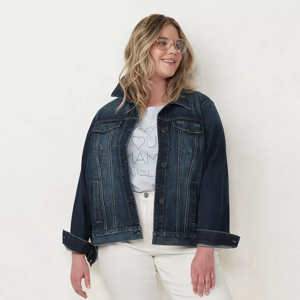 Plus Size LC Lauren Conrad Jean Jacket 2 Plus Size LC Lauren Conrad Jean Jacket - Image 2