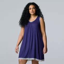 Plus Size Simply Vera Vera Wang Basic Luxury Chemise -Kohl's store 4780281 Navy