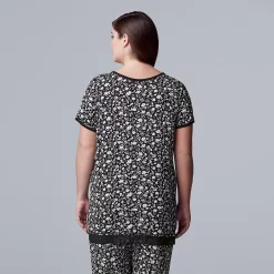 Plus Size Simply Vera Vera Wang Basic Luxury Short Sleeve Pajama Top -Kohl's store 4780284 ALT