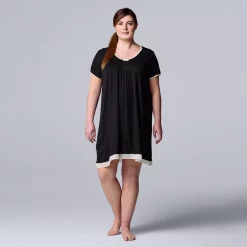 Plus Size Simply Vera Vera Wang Basic Luxury Sleepshirt -Kohl's store 4780287 Black