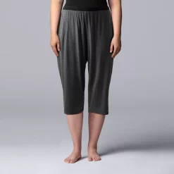 Plus Size Simply Vera Vera Wang Basic Luxury Pajama Capri Pants 6 Plus Size Simply Vera Vera Wang Basic Luxury Pajama Capri Pants -Kohl's store 4780289 Heather Gray