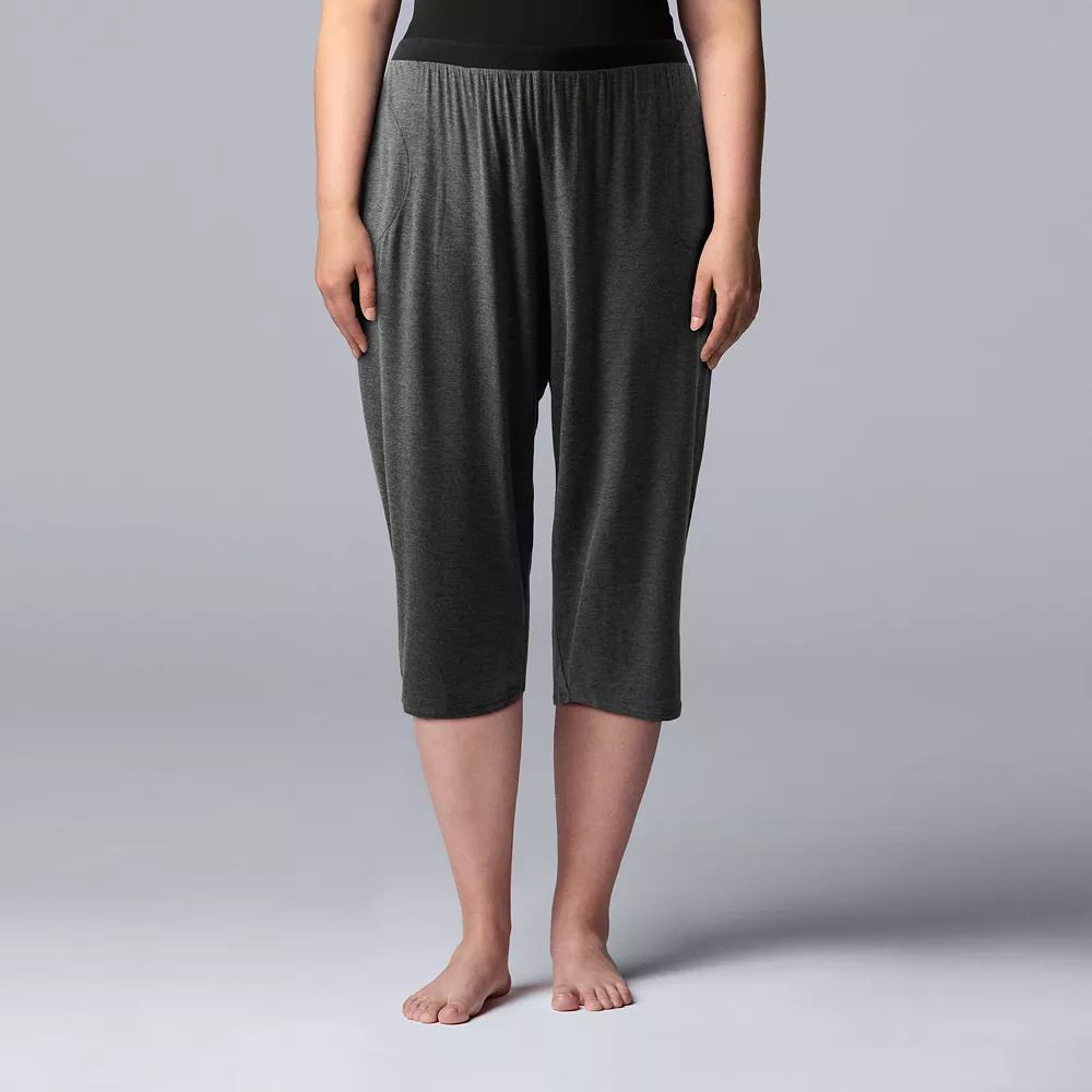 Plus Size Simply Vera Vera Wang Basic Luxury Pajama Capri Pants 3 Plus Size Simply Vera Vera Wang Basic Luxury Pajama Capri Pants - Image 3