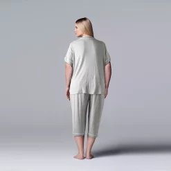 Plus Size Simply Vera Vera Wang Basic Luxury Pajama Shirt & Pajama Capris Set -Kohl's store 4797278 ALT