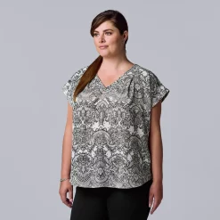 Plus Size Simply Vera Vera Wang Dolman Popover Top -Kohl's store 4852066 Floral Lace