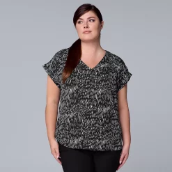 Plus Size Simply Vera Vera Wang Dolman Popover Top -Kohl's store 4852066 Graphic Abstract