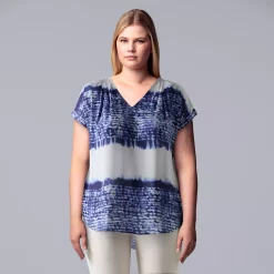Plus Size Simply Vera Vera Wang Dolman Popover Top -Kohl's store 4852066 Shibori Dye