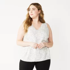 Plus Size Nine West Essential V-Neck Tank -Kohl's store 4952917 Gray Cheetah