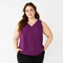 Plus Size Nine West Essential V-Neck Tank -Kohl's store 4952917 Pansy Plum