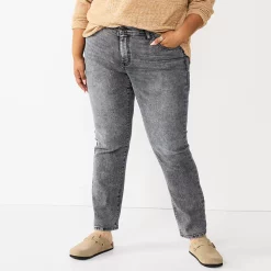 Plus Size Sonoma Goods For Life® Premium Elastic-Waist Midrise Straight-Leg Jeans -Kohl's store 4988856 Bellam