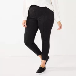 Plus Size Nine West Seamed Tummy-Control Ponte Leggings -Kohl's store 5035946 Charcoal Herringbone