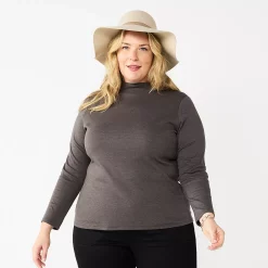 Plus Size Croft & Barrow® Essential Mockneck Top -Kohl's store 5035951 Gray