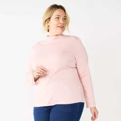 Plus Size Croft & Barrow® Essential Mockneck Top -Kohl's store 5035951 Pink Rhinestone