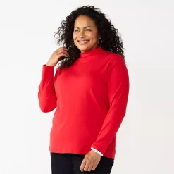 Plus Size Croft & Barrow® Essential Mockneck Top -Kohl's store 5035951 Red