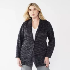 Plus Size Nine West Relaxed Knit Blazer -Kohl's store 5128594 Gray Spacedye