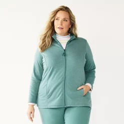 Plus Size Croft & Barrow® Zip-Front Fleece Jacket -Kohl's store 5152260 Green