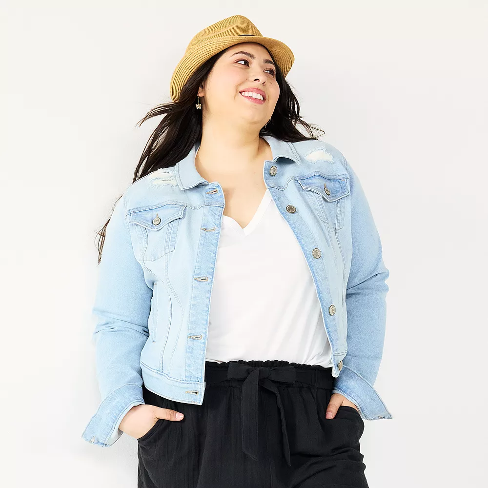 Juniors' Plus Size SO® Denim Jacket 2 Juniors' Plus Size SO® Denim Jacket - Image 2