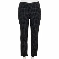 Plus Size Nine West Slim-Cut Ankle Pants -Kohl's store 5176293 Black White Grid