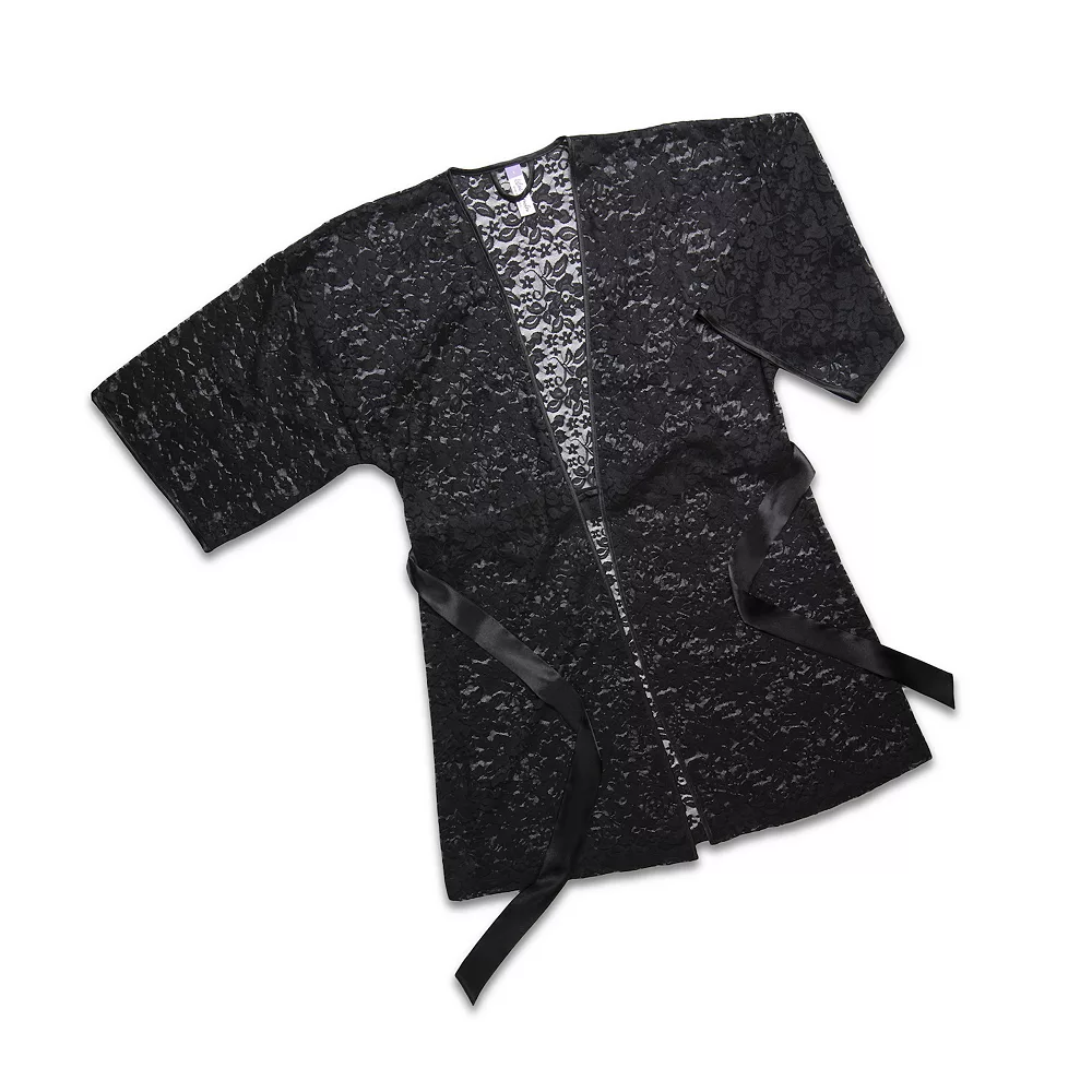 Plus Size Lilac+London Stretch Lace Wrap Robe 5 Plus Size Lilac+London Stretch Lace Wrap Robe - Image 5