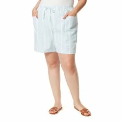 Plus Size Gloria Vanderbilt Jenna Linen Bermuda Shorts -Kohl's store 5195329 Pale Sky Stripe