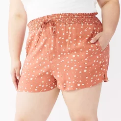 Juniors' Plus Size SO® Smocked Shorts -Kohl's store 5198567 Darliing Floral