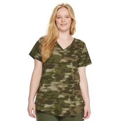 Plus Size Sonoma Goods For Life® V-Neck Tunic Tee -Kohl's store 5209140 Camo