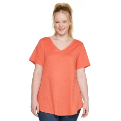 Plus Size Sonoma Goods For Life® V-Neck Tunic Tee -Kohl's store 5209140 Oak Orange