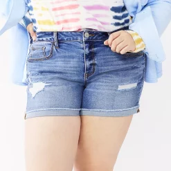 Juniors' Plus Size SO® Low-Rise Midi Shorts -Kohl's store 5211029 Medium Destructed