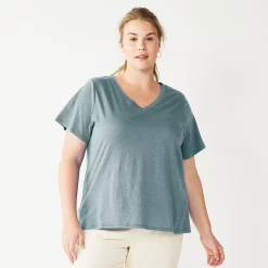 Plus Size Sonoma Goods For Life® Everyday V-Neck Tee -Kohl's store 5232140 Desoto Blue
