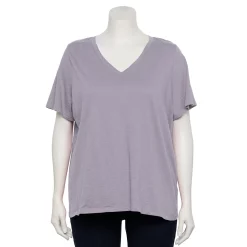 Plus Size Sonoma Goods For Life® Everyday V-Neck Tee -Kohl's store 5232140 Glazed Berry