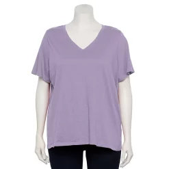 Plus Size Sonoma Goods For Life® Everyday V-Neck Tee -Kohl's store 5232140 Leland Purple