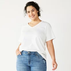 Plus Size Sonoma Goods For Life® Everyday V-Neck Tee -Kohl's store 5232140 Vital White