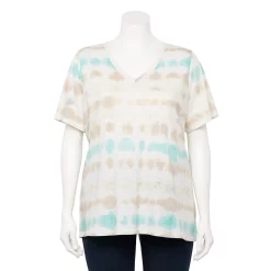 Plus Size Sonoma Goods For Life® Everyday V-Neck Tee -Kohl's store 5232145 Grey Dye Stripe