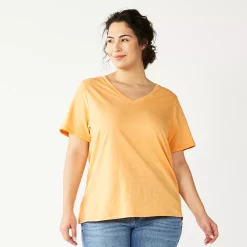 Plus Size Sonoma Goods For Life® Everyday V-Neck Tee -Kohl's store 5232145 Peach Glaze